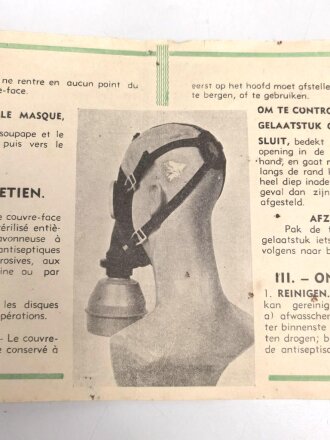 Belgien, Gebrauchsanweisung für die zivile Gasmaske Typs L.702, ca. DIN A5