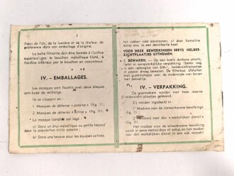 Belgien, Gebrauchsanweisung für die zivile Gasmaske Typs L.702, ca. DIN A5
