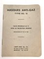 Belgien/Frankreich, Gebrauchsanweisung für die zivile Gasmaske AG. 15 aus der Zweit des zweiten Weltkriegs, über DIN A6