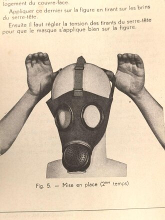 Belgien/Frankreich, Gebrauchsanweisung für die zivile Gasmaske AG. 9 aus der Zeit des zweiten Weltkriegs, über DIN A6