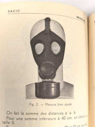 Belgien/Frankreich, Gebrauchsanweisung für die zivile Gasmaske AG. 9 aus der Zeit des zweiten Weltkriegs, über DIN A6