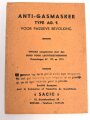 Belgien/Frankreich, Gebrauchsanweisung für die zivile Gasmaske AG. 9 aus der Zeit des zweiten Weltkriegs, über DIN A6
