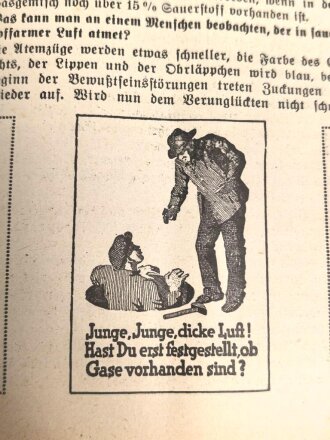 "Gasschutz... Gashilfe gegen Giftgase" 67 Seiten, über DIN A6 mit eingeklebeten Seiten, mittig geknickt