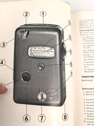 Bedienungs- und Gebrauchsanweisung zum Graetz Strahlungsmeßgerät X50, 13 Seiten mit Anhang, über DIN A5