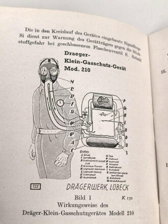 Drägerwerk, Gebrauchsanleitung für ein Dräger-KG-Gerät Modell 210 R3.4-1", 20 Seiten, DIN A6, datiert 1949