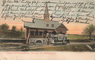 Ansichtskarte "Cassel-Wilhelmshöhe - Bahnhof der Herkulesbahn"