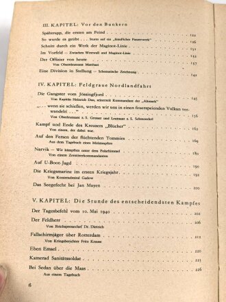 "Die Wehrmacht - Der Freiheitskampf des Großdeutschen Volkes", datiert 1940, über DIN A5, 319 Seiten, mit Widmung von 1944, gebraucht