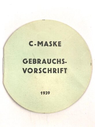 Schweiz, Gebrauchsvorschriftanweisung für die C-Maske 1939, 19 Seiten, 7,5 cm Durchmesser