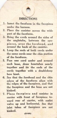 U.S. Navy , Tag "Facefrom" for the Gas Mask, 7...