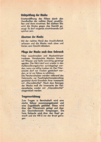 Deutschland nach 1945, Auer "Volksmaske VM 6", datiert 1961, 4 Seiten, DIN A5, Original ?