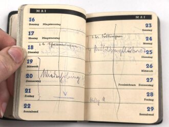 Dräger Gas- und Luftschutz Kalender 1937 mit vielen Eintragungen, 310 Seiten, Kleinformat