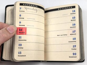 Dräger Gas- und Luftschutz Kalender 1937 mit vielen Eintragungen, 310 Seiten, Kleinformat