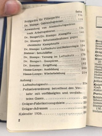 Dräger Gasschutz im Luftschutz in Industrie und Gewerbe, 268 Seiten, Kleinformat, datiert 1936