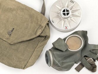 Luftschutz 2.Weltkrieg, Volksgasmaske 40 in gutem Gesamtzustand, in Bereitschaftstasche