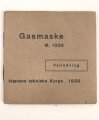 Dänemark, Bedienungsanleitung für die Zivilgasmaske M 1938, datiert 1939, 16 Seiten, Maße: 8 x 8cm