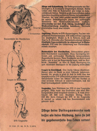"Die deutsche Volksgasmaske VM 40" Gebrauchsanweisung DIN A6
