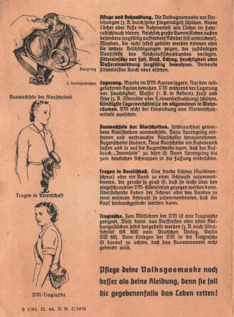 "Die deutsche Volksgasmaske VM 40" Gebrauchsanweisung DIN A6
