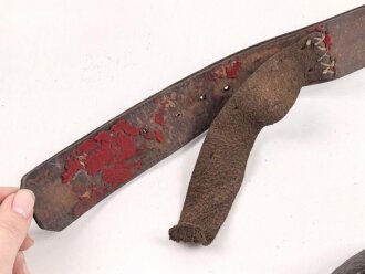 Kaiserreich, Koppelriemen für Mannschaften. Angetrocknetes Lackleder, Patetntverschluss, Höhe 39mm, Gesamtlänge 95cm