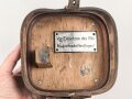 Lederner Transportbehälter zum Richtkreis 31 der Wehrmacht. Getragenes Stück, datiert 1938