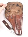 Pistolentasche braunes Leder. Keine Markierungen, Alter und Herkunft unbekannt, Höhe auf der Magazinseite gemessen 16cm
