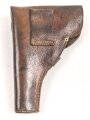 Pistolentasche braunes Leder. Keine Markierungen, Alter und Herkunft unbekannt, Höhe auf der Magazinseite gemessen 22,5m