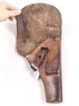 Pistolentasche braunes Leder. Keine Markierungen, Alter und Herkunft unbekannt, Höhe auf der Magazinseite gemessen 22,5m