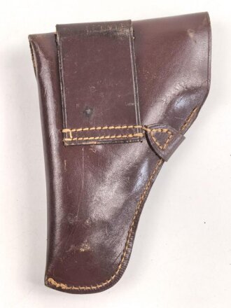 Pistolentasche braunes Leder. Keine Markierungen, Alter und Herkunft unbekannt, Höhe auf der Magazinseite gemessen 17cm
