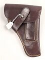 Pistolentasche braunes Leder. Keine Markierungen, Alter und Herkunft unbekannt, Höhe auf der Magazinseite gemessen 17cm