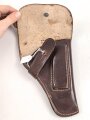 Pistolentasche braunes Leder. Keine Markierungen, Alter und Herkunft unbekannt, Höhe auf der Magazinseite gemessen 17cm