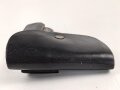 Pistolentasche schwarzes Leder. Keine Markierungen, Alter und Herkunft unbekannt, Höhe auf der Magazinseite gemessen 17cm