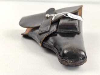 Pistolentasche schwarzes Leder. Keine Markierungen, Alter...