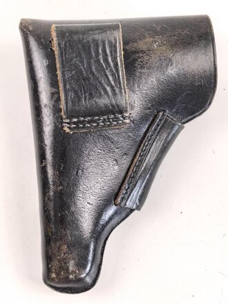 Pistolentasche schwarzes Leder. Keine Markierungen, Alter und Herkunft unbekannt, Höhe auf der Magazinseite gemessen 18cm