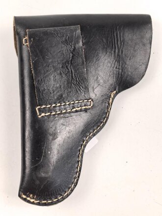 Pistolentasche schwarzes Leder. Keine Markierungen, Alter und Herkunft unbekannt, Höhe auf der Magazinseite gemessen 18cm