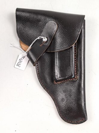 Pistolentasche braunes Leder. Keine Markierungen, Alter und Herkunft unbekannt, Höhe auf der Magazinseite gemessen 17cm