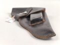 Pistolentasche braunes Leder. Keine Markierungen, Alter und Herkunft unbekannt, Höhe auf der Magazinseite gemessen 17cm