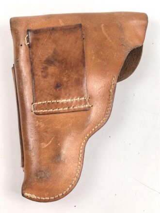 Pistolentasche braunes Leder. Keine Markierungen, Alter und Herkunft unbekannt, Höhe auf der Magazinseite gemessen 17,5cm