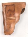 Pistolentasche braunes Leder. Keine Markierungen, Alter und Herkunft unbekannt, Höhe auf der Magazinseite gemessen 17,5cm