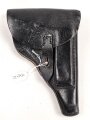 Pistolentasche schwarzes Leder. Keine Markierungen, Alter und Herkunft unbekannt, Höhe auf der Magazinseite gemessen 19cm