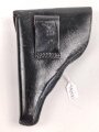 Pistolentasche schwarzes Leder. Keine Markierungen, Alter und Herkunft unbekannt, Höhe auf der Magazinseite gemessen 19cm