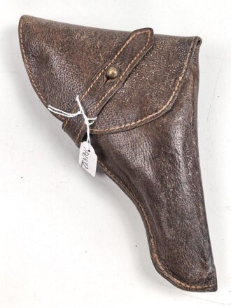 Pistolentasche braunes Leder. Keine Markierungen, Alter und Herkunft unbekannt, Höhe auf der Magazinseite gemessen 17cm