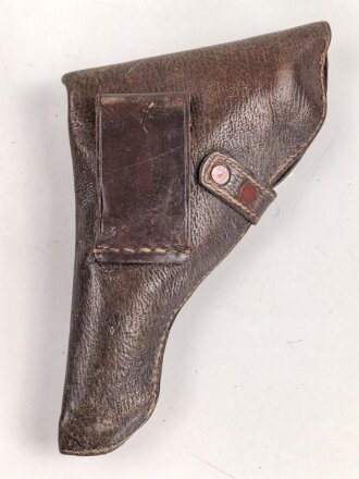 Pistolentasche braunes Leder. Keine Markierungen, Alter und Herkunft unbekannt, Höhe auf der Magazinseite gemessen 17cm