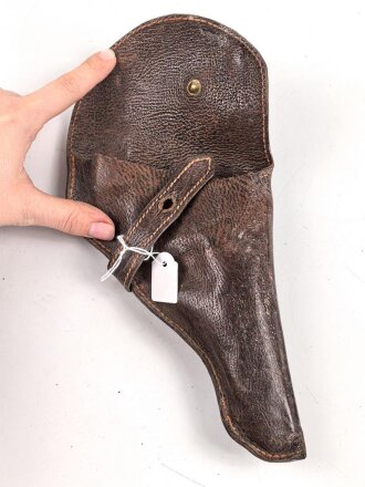 Pistolentasche braunes Leder. Keine Markierungen, Alter und Herkunft unbekannt, Höhe auf der Magazinseite gemessen 17cm