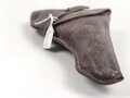 Pistolentasche braunes Leder. Keine Markierungen, Alter und Herkunft unbekannt, Höhe auf der Magazinseite gemessen 17cm