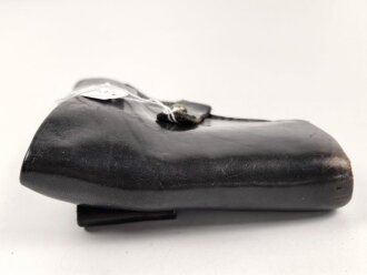Pistolentasche schwarzes Leder. Keine Markierungen, Alter und Herkunft unbekannt, Höhe auf der Magazinseite gemessen 20cm