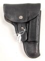 Pistolentasche schwarzes Leder. Keine Markierungen, Alter und Herkunft unbekannt, Höhe auf der Magazinseite gemessen 18,5cm