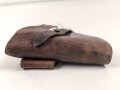 Pistolentasche braunes Leder. Keine Markierungen, Alter und Herkunft unbekannt, Höhe auf der Magazinseite gemessen 15cm