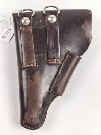 Pistolentasche braunes Leder. Keine Markierungen, Höchstwahrscheinlich Deutsche Polizei nach 1945,  Höhe auf der Magazinseite gemessen 18cm