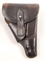 Pistolentasche braunes Leder. Keine Markierungen, Höchstwahrscheinlich Deutsche Polizei nach 1945,  Höhe auf der Magazinseite gemessen 18cm