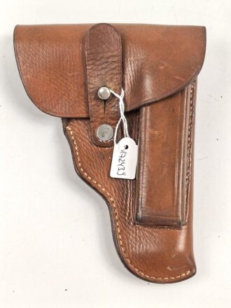 Pistolentasche braunes Leder. Keine Markierungen, Alter und Herkunft unbekannt, Höhe auf der Magazinseite gemessen 17cm