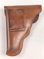 Pistolentasche braunes Leder. Keine Markierungen, Alter und Herkunft unbekannt, Höhe auf der Magazinseite gemessen 17cm